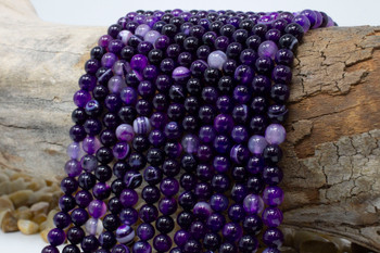 Striped Agate Polished A Grade 6mm Purple Round