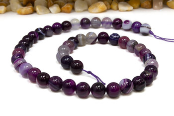Striped Agate Polished A Grade 8mm Purple Round