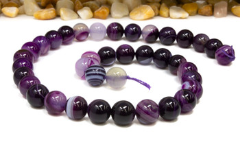 Striped Agate Polished A Grade 10mm Purple Round