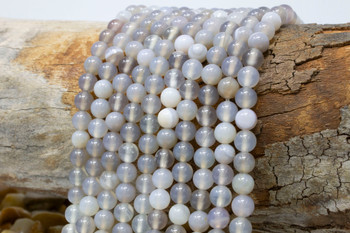 Striped Agate Polished A Grade 6mm Grey Round