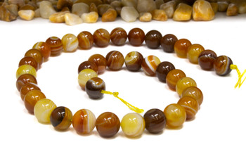 Striped Agate Polished A Grade 10mm Honey Round