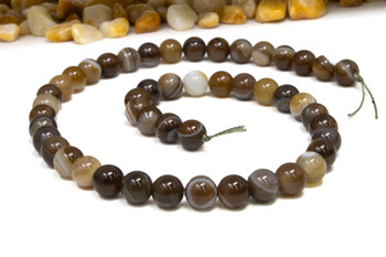 Striped Agate Polished A Grade 8mm Coffee Round