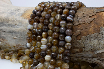 Striped Agate Polished A Grade 8mm Coffee Round