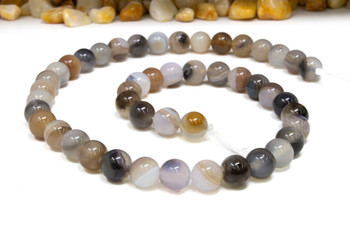 Striped Agate Polished A Grade 8mm Grey Mix Round