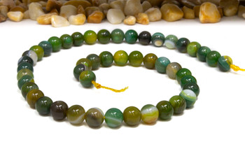 Striped Agate Polished A Grade 8mm Kelp Mix Round