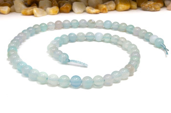 Striped Agate Polished A Grade 6mm Light Aqua Mix Round