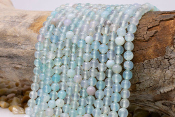 Striped Agate Polished A Grade 6mm Light Aqua Mix Round