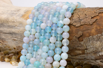 Striped Agate Polished A Grade 8mm Light Aqua Mix Round