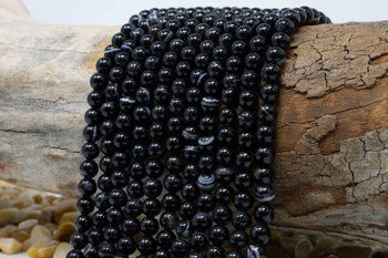 Striped Agate Polished A Grade 6mm Black Round