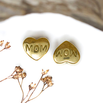 Gold Plated Stainless Steel 10x11mm MOM Heart Bead