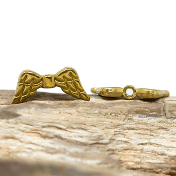 Gold Plated Stainless Steel 8x19mm Angel Wing Bead