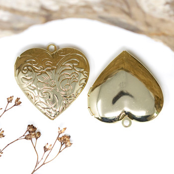 18kt Gold Plated 28mm Flower Scroll Heart Locket Charm