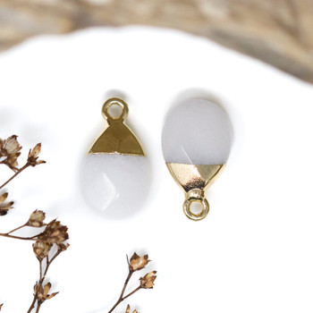 White Jade Polished 14x10mm Drop Pendant