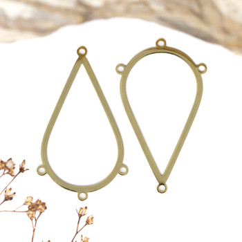 Gold Plated Stainless Steel 25x42mm Teardrop with 4 Loops Pendant