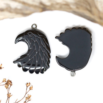 Hematite Polished 34x25mm Eagle / Hawk Head Pendant