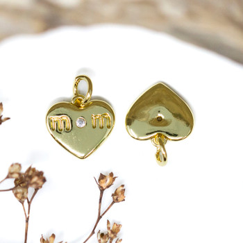 Gold Plated Micro Pave 11mm MOM Heart Charm