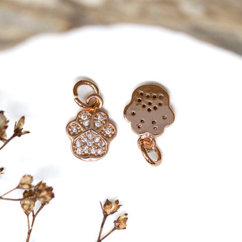 Rose Gold Plated Micro Pave 10x8mm Paw Print Charm
