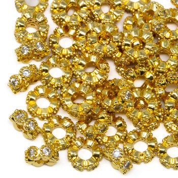 Gold Plated Micro Pave 6x2.5mm Rondelle Bead
