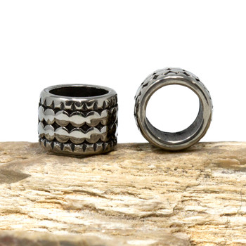 Stainless Steel 12x8mm Dotted Column Bead
