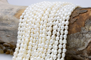 Freshwater Pearls Polished White 4.5-7mm Rice
