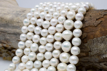 Freshwater Pearls Polished White 9x10mm Graduated Round