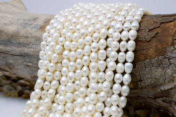 Freshwater Pearls A Grade Polished White 5.5-7.5mm Rice