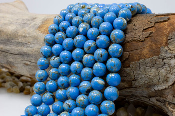 Reconstructed Manmade Turquoise & Shell 10mm Round - Sky Blue