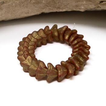 Czech Glass 5x8mm Bell Flower Beads - Orange Gold Wash Etched