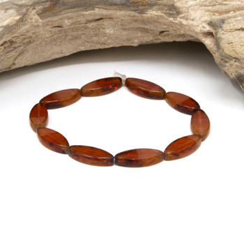 Czech Glass 18x7mm Pointed Oval Spindle Beads - Burnt Orange Pale Pink Picasso Finish