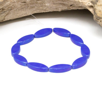 Czech Glass 18x7mm Pointed Oval Spindle Beads - Indigo AB Finish