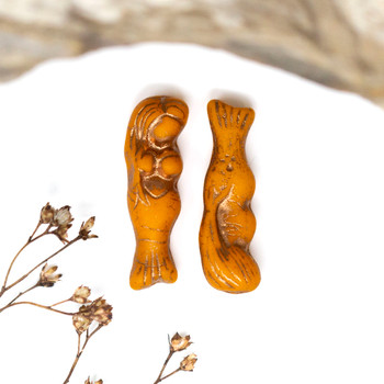 Czech Glass 8x26 Mermaid - Matte Orange with Bronze Wash