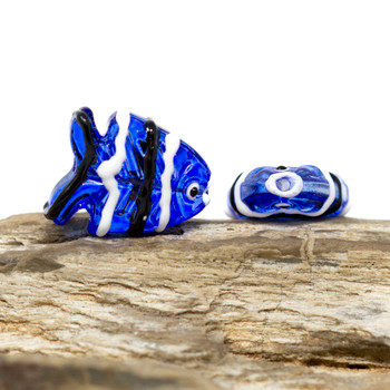 Lamp Work 17x22mm Blue Fish Bead