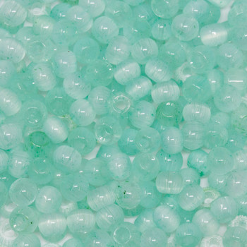 Glass Seed Beads 4x3mm Cat's Eye --  Aqua