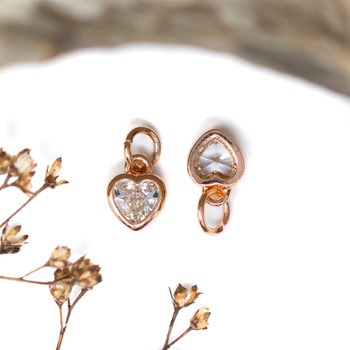 Rose Gold Plated Micro Pave 9x6mm Heart Charm