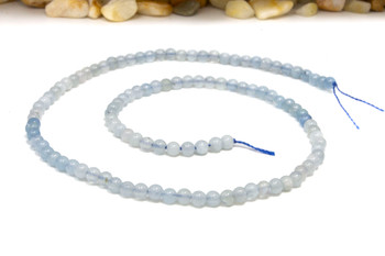 Aquamarine Polished 4mm Ombre Round