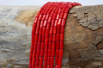 Red Coral Polished 3x8mm Tube