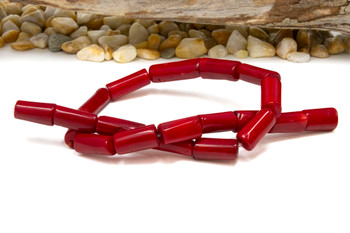Red Coral Polished 8-10x6-23mm Irregular Tube