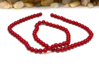 Jade Dyed Opaque Red Polished 4mm Round