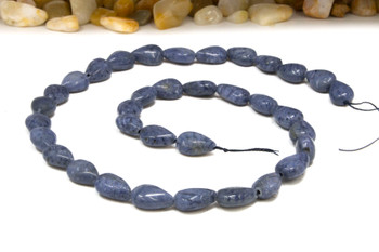 Natural Blue Coral Polished 12x8mm Center Drill Drop