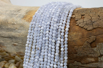 Blue Lace Agate Polished 3.5mm Faceted Round