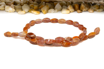 Mexican Fire Agate Polished 12x6mm Twisted Rice