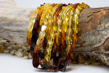 Baltic Amber Honey Cognac, Lemon Champagne, Dark Cherry Polished 20x6mm Overlap Marquise