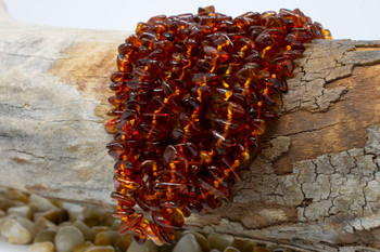 Baltic Amber Honey Cognac Polished 7-9mm Chips - 12" Strand