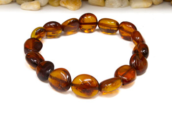 Baltic Amber Honey Cognac Polished 11-13mm Oval - 8" Strand