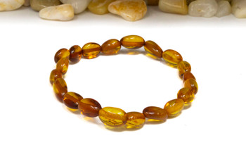 Baltic Amber Honey Cognac Polished 6x9mm Oval Nugget - 5" Strand