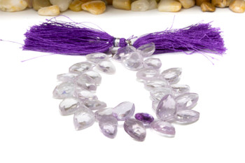 Pink Amethyst Polished 9-12mm Faceted Leaf Drop