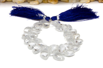 Crystal Quartz Polished 8-11mm Faceted Leaf Drop