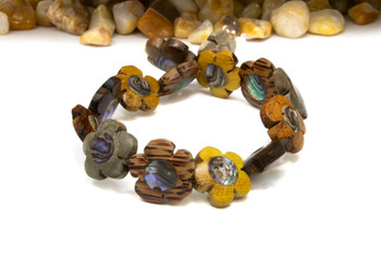 Abalone Inlay New Zealand Natural Wood 15mm Flower
