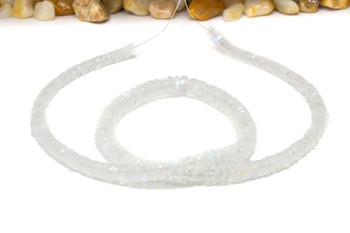 Rainbow Moonstone Polished  AAA 4-6.5mm Graduated Faceted Wheel