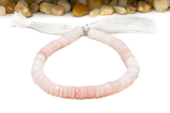 Pink Opal 6-7mm Banded Faceted Heishi